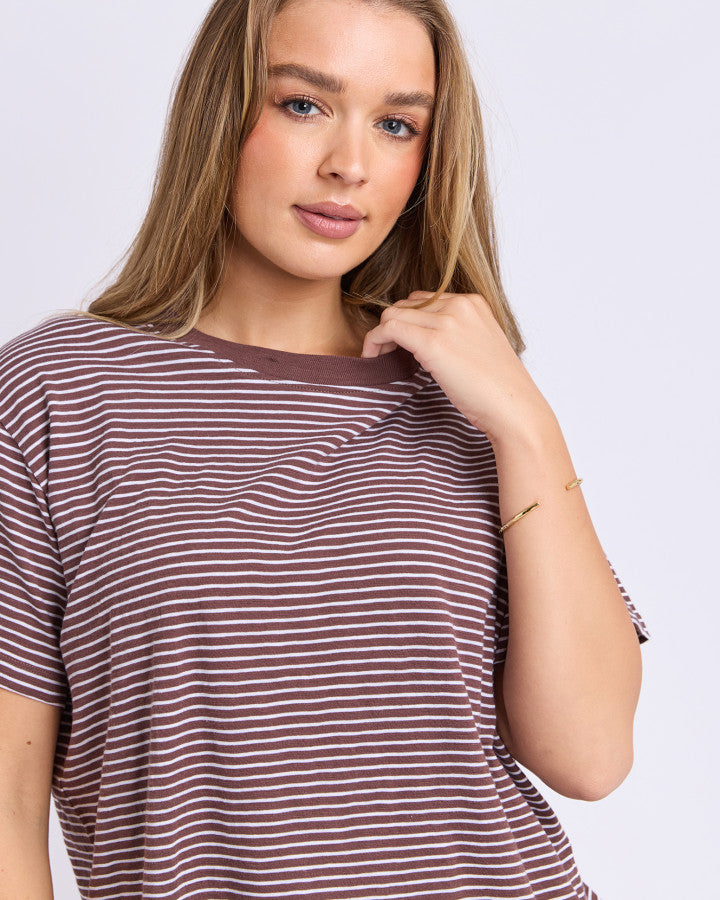 Hutch Stripe Tee - Chocolate