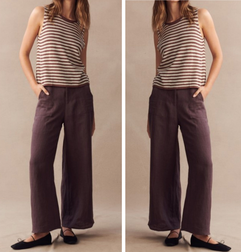 jude linen pants by little lies in cherry wood