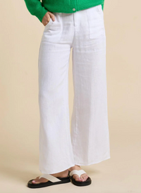 little lies wide leg linen pants in white - jude linen pants