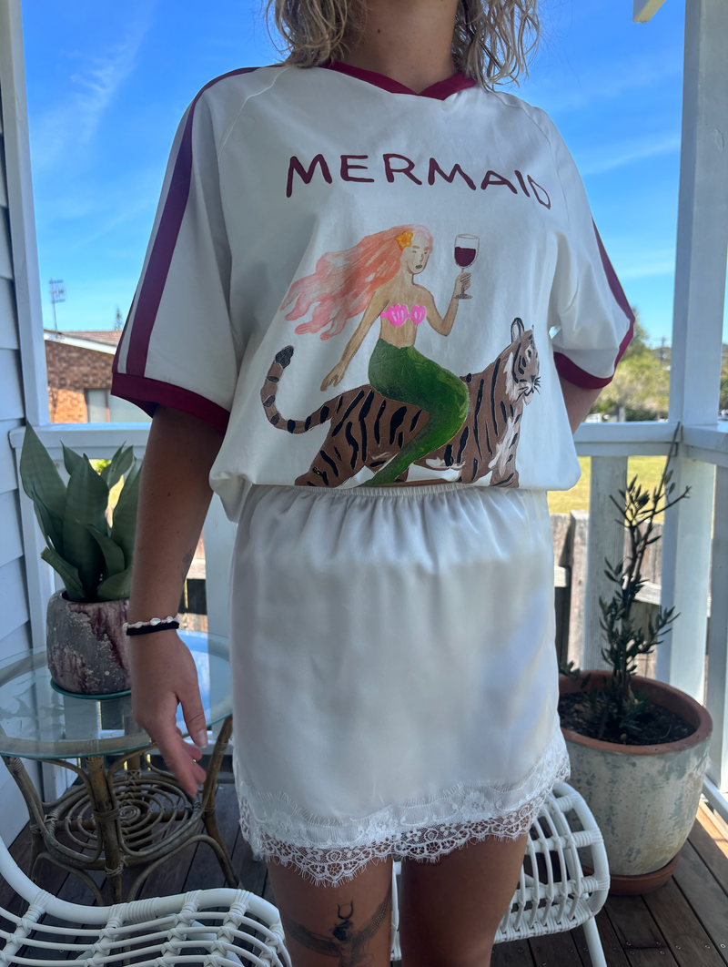 white satin and lace mini slip skirt by frankie