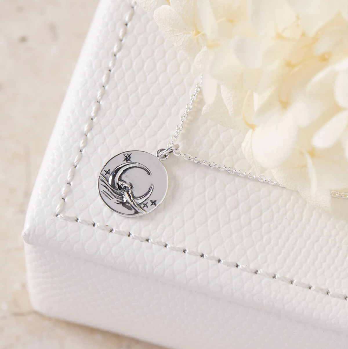 boho sterling silver moon pendant necklace by midsummer star