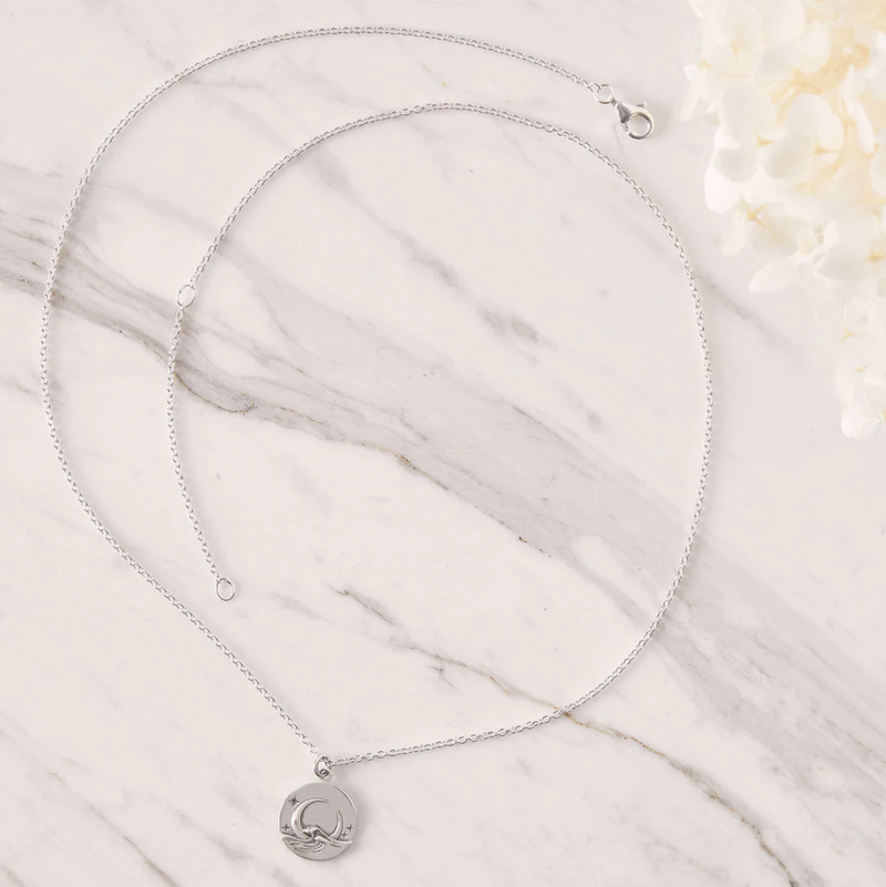 boho sterling silver moon pendant necklace by midsummer star