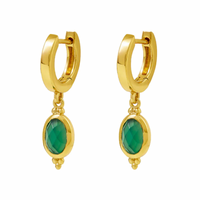 green onyx 18 karat gold plated vermeil huggie earrings by midsummer star