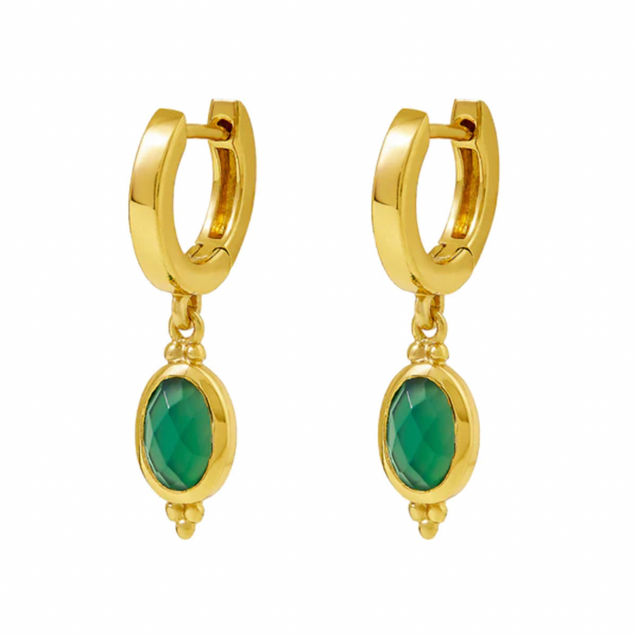 green onyx 18 karat gold plated vermeil huggie earrings by midsummer star