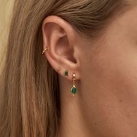 green onyx 18 karat gold plated vermeil huggie earrings by midsummer star