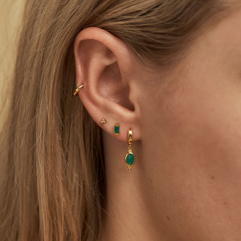 green onyx 18 karat gold plated vermeil huggie earrings by midsummer star