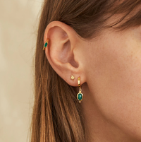 green onyx 18 karat gold plated vermeil huggie earrings by midsummer star