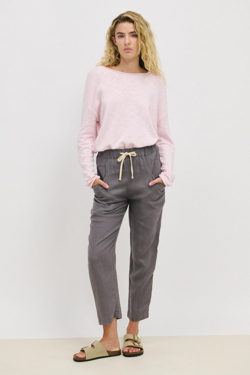 Nellie top by little lies is a pink long sleeve cotton relaxed fit lightweight jumper