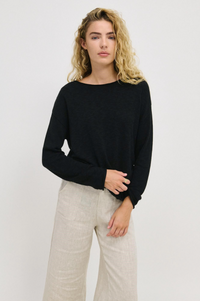 nellie top by little lies is a cotton long sleeve black pull on knit