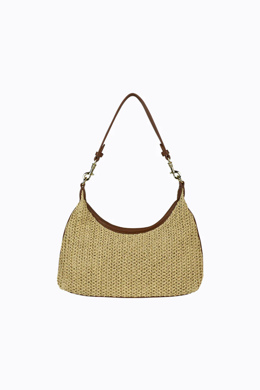 Peach Raffia Shoulder Bag