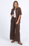 pierra shirt by foxwood is a chocolate brown linen button up oversized shirt