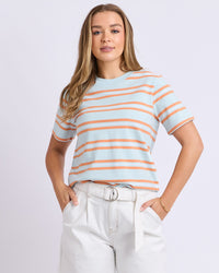 Pure Stripe Tee - Cool Blue