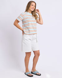 Pure Stripe Tee - Cool Blue