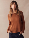 a linen blend long sleeve top by little lies in rust