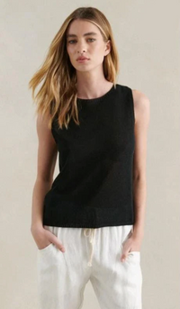 spring tank by little lies is a black knitted sleeveless top