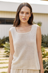 square neck tank by little lies is a lightweight sleeveless knitted top in natural