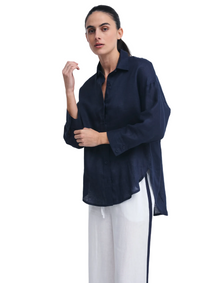 Little Lies boyfriend shirt in navy blue