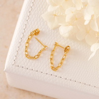 Crystal Chain Studs Gold
