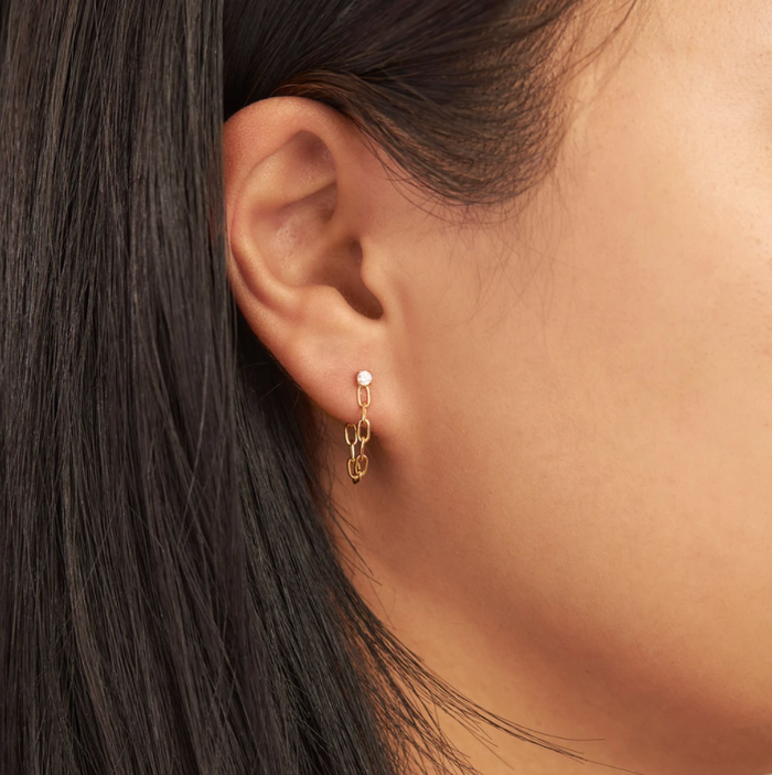 Crystal Chain Studs Gold