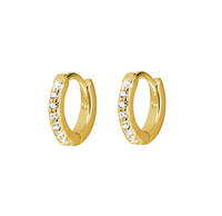 10mm sparkle micro 18 karat gold vermeil plated clear quartz huggie earring by midsummer star