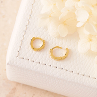 10mm sparkle micro 18 karat gold vermeil plated clear quartz huggie earring by midsummer star