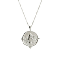a sterling silver necklace with a blooming lotus design  by murkani