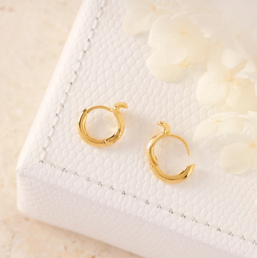 18 karat gold vermeil cobra huggie earrings by midsummer star