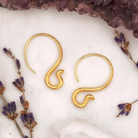 18K Gold Vermeil Cobra Snake Hoop Earrings by midsummer star