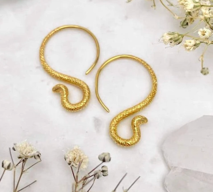 18K Gold Vermeil Cobra Snake Hoop Earrings by midsummer star