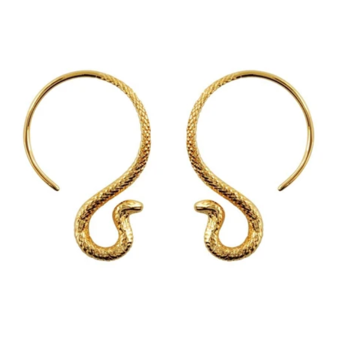 18K Gold Vermeil Cobra Snake Hoop Earrings by midsummer star