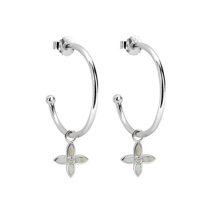 sterling silver hoop earrings by murkani with mother of pearl