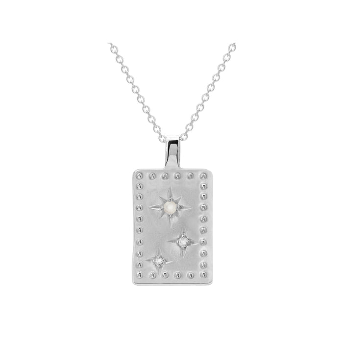 sterling silver rectangle pendant necklace with moonstone and white topaz by murkani